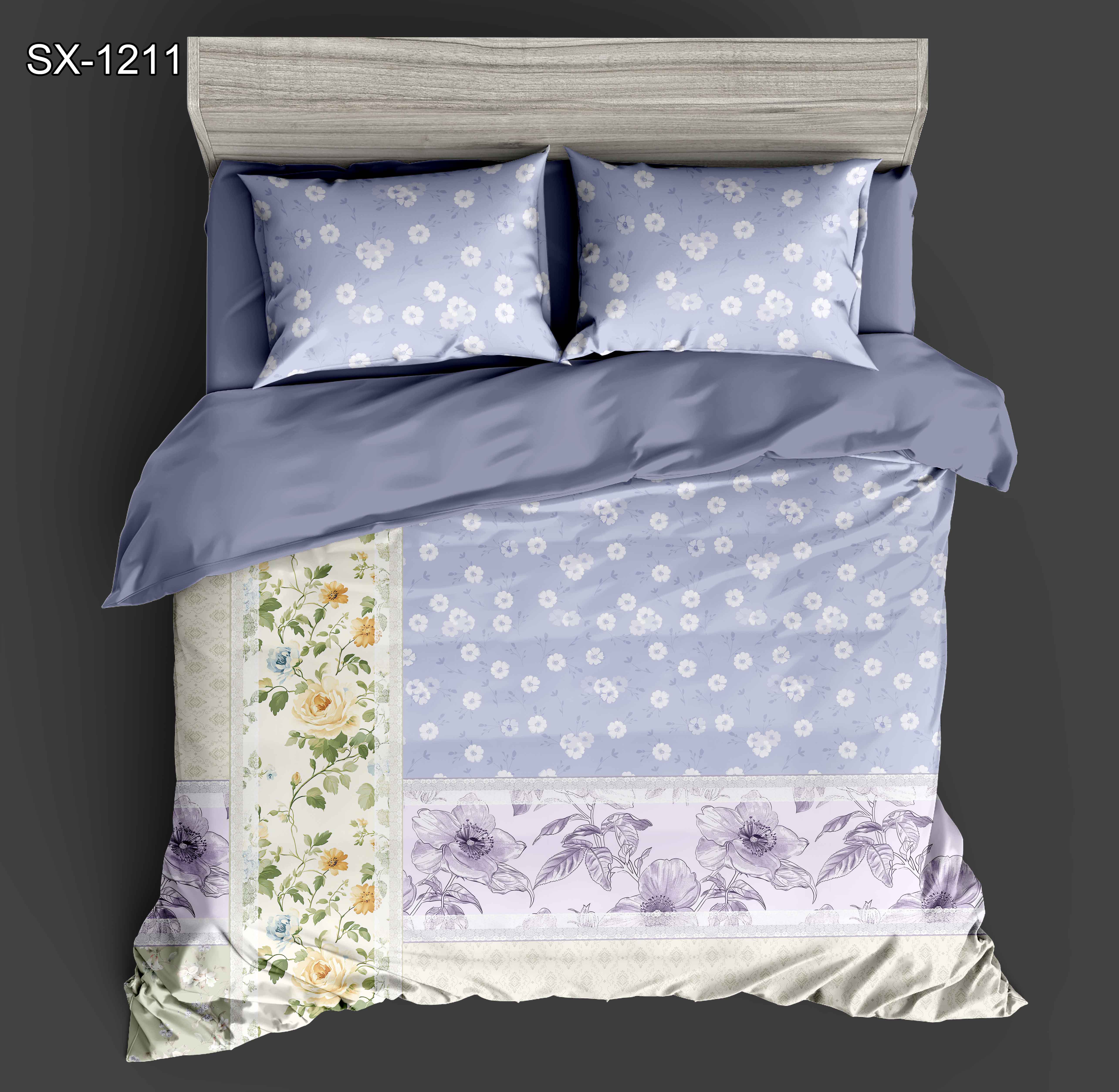 5d Digital bedrucktes Bettblatt Set mit Patchwork Blumen- und Vintage -Musterdesign