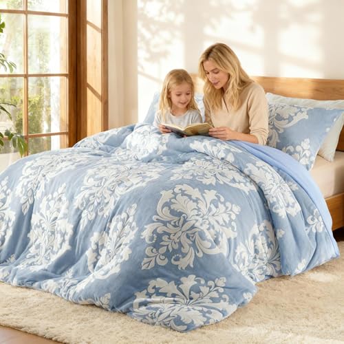 Ausbrenner-bedruckte Flanell-Winterdecke, böhmische Plüschdecke mit ultraweicher Mikrofaser-Rückseite, warme Ganzjahresbettwäsche