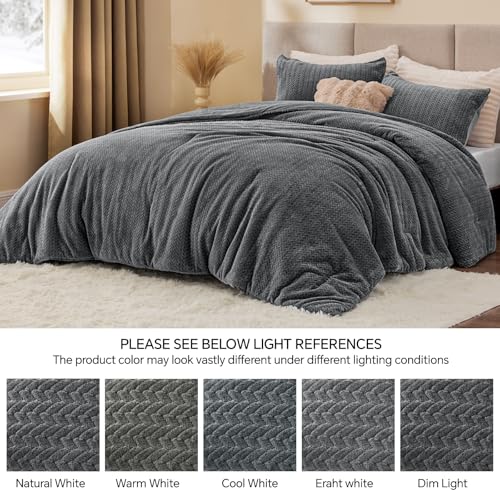 Wendbares Bettdeckenset aus gestricktem Flanell und Samt – 3-teiliges Bettwäscheset mit 3D-Blattstruktur