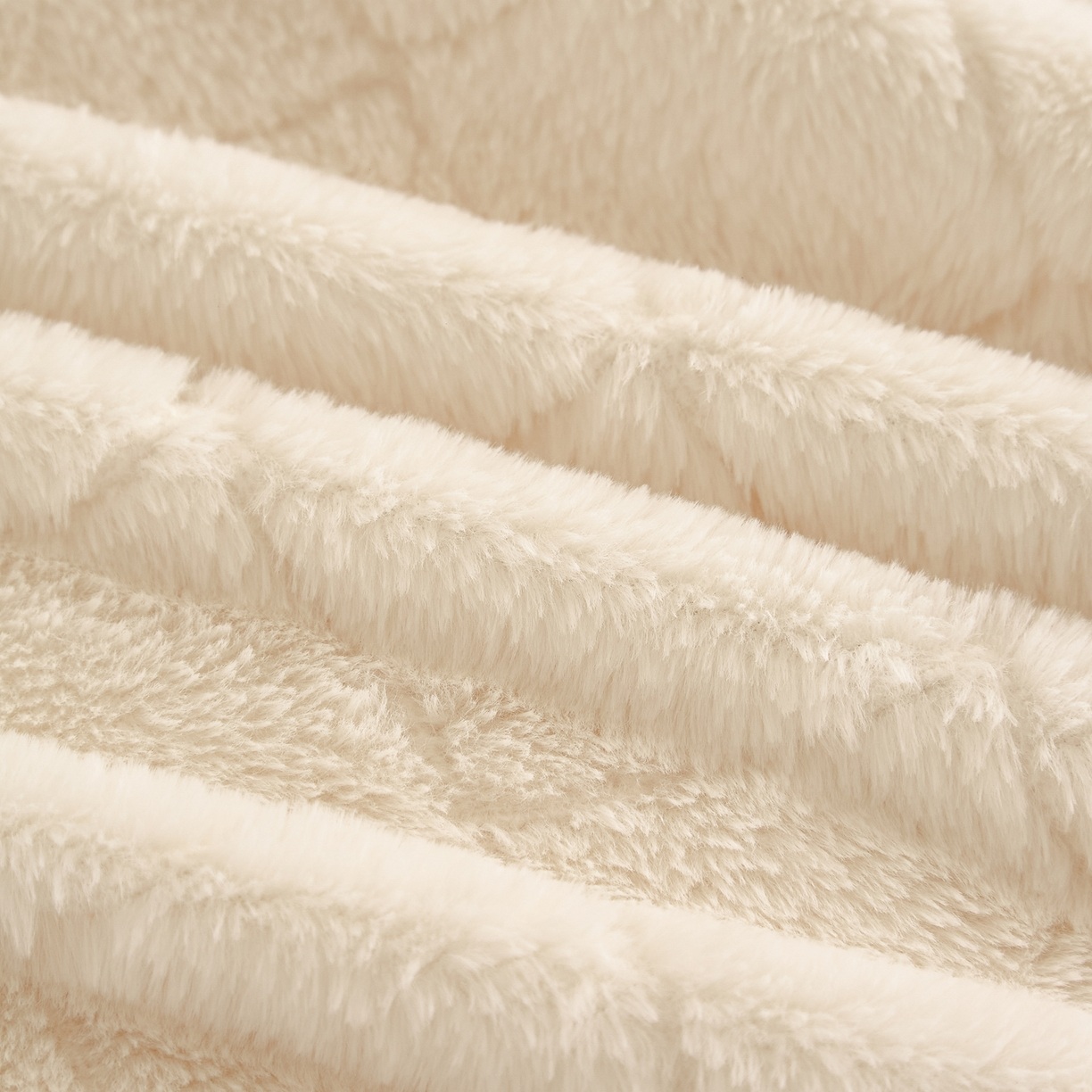 Kariertes Bettdeckenset aus künstlichem Kaninchenfell und Milchsamt – 3-teiliges Bettwäscheset aus weichem Jacquard